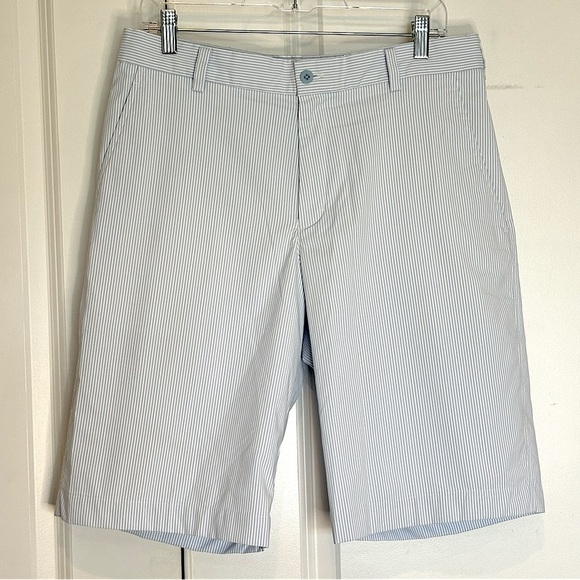 Nike Golf Blue White Stripe Flat Front Shorts 32 - Picture 1 of 9